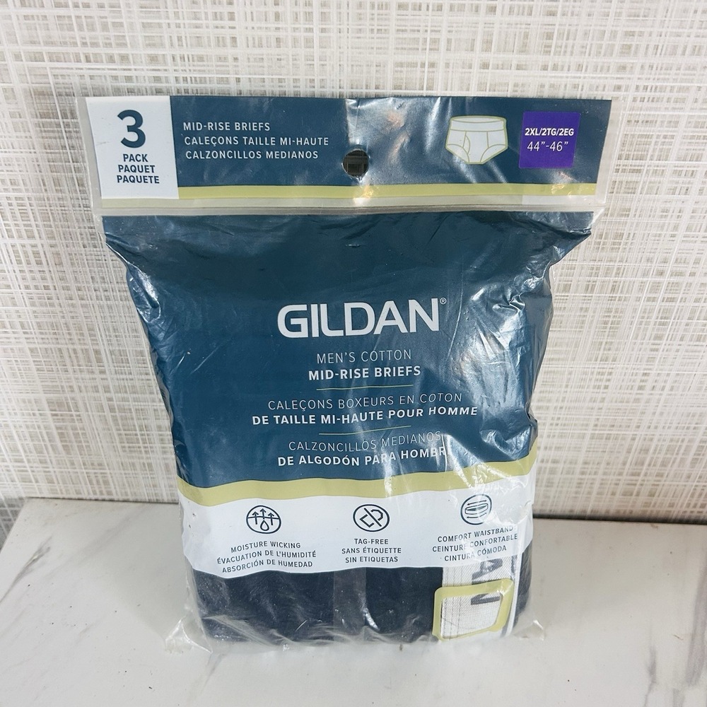 Gildan 3-Pack 2XL Briefs New! Mid-Rise Cotton 44" to 46" Waist XXL CCC